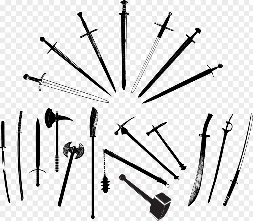 Vector Collection Of Hand-drawn Swords Weapon Adobe Illustrator Clip Art PNG
