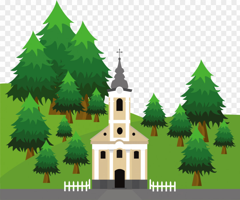 Woods Church Photography Euclidean Vector Christmas Tree Illustration PNG