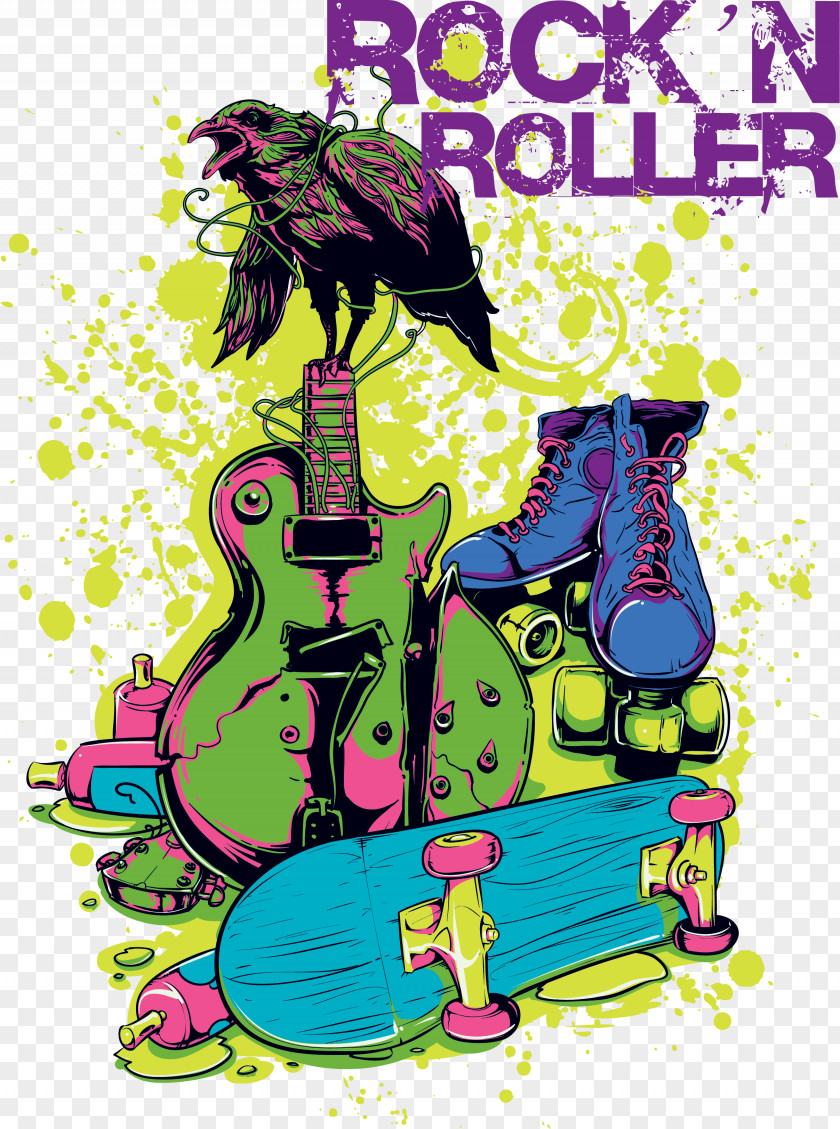 Birds Guitar Printing T-shirt Heat Press Chaotic Vibes Orchestra Jacket Cotton PNG