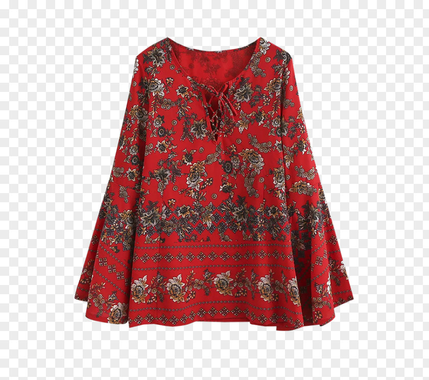 Red Lace Clothing Blouse Long-sleeved T-shirt Dress PNG