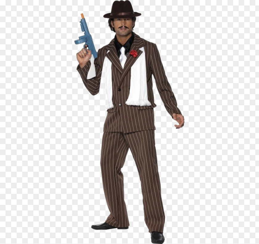 GANGSTER Suit Mafia Costume Necktie Hat PNG