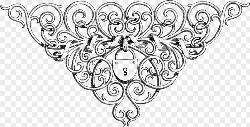 Lace Boarder Coloring Book Ornament Black And White Lock PNG