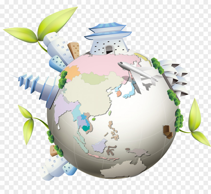 Hand-painted Three-dimensional Vector Scene With Earth Architecture Euclidean PNG