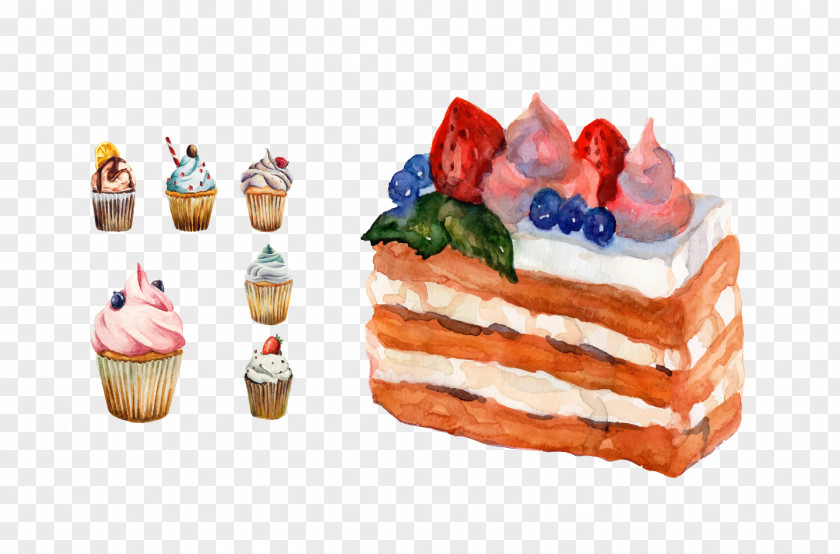 Vector Material Cake Waffle Mochi Watercolor Painting PNG