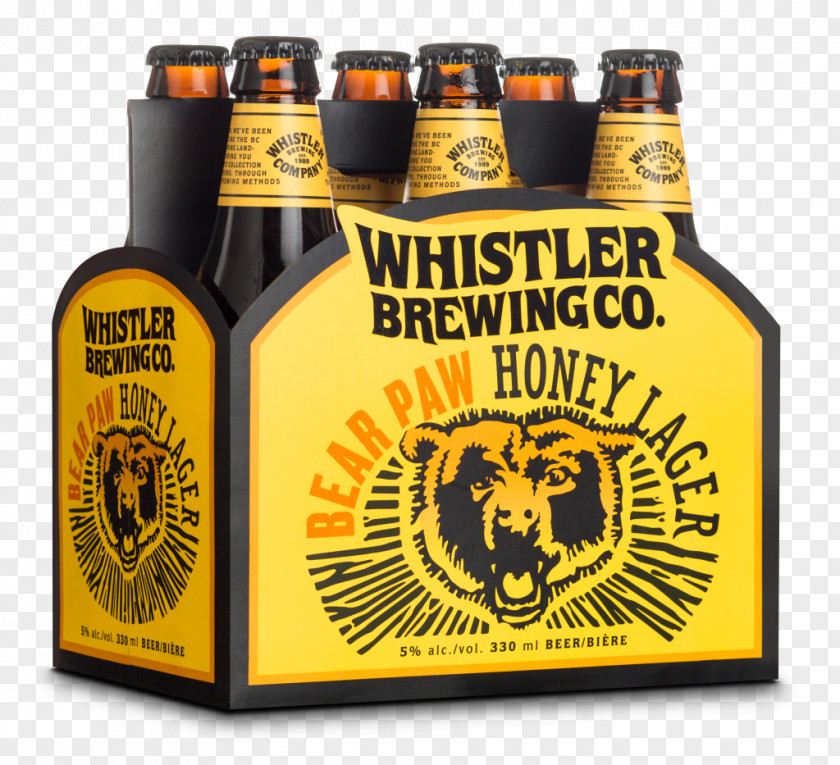 Bear Honey Beer Bottle Distilled Beverage Label PNG