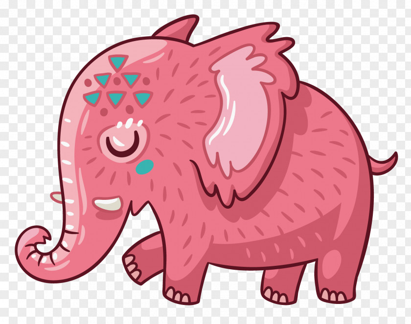 Painted Pink Elephant African Indian Clip Art PNG