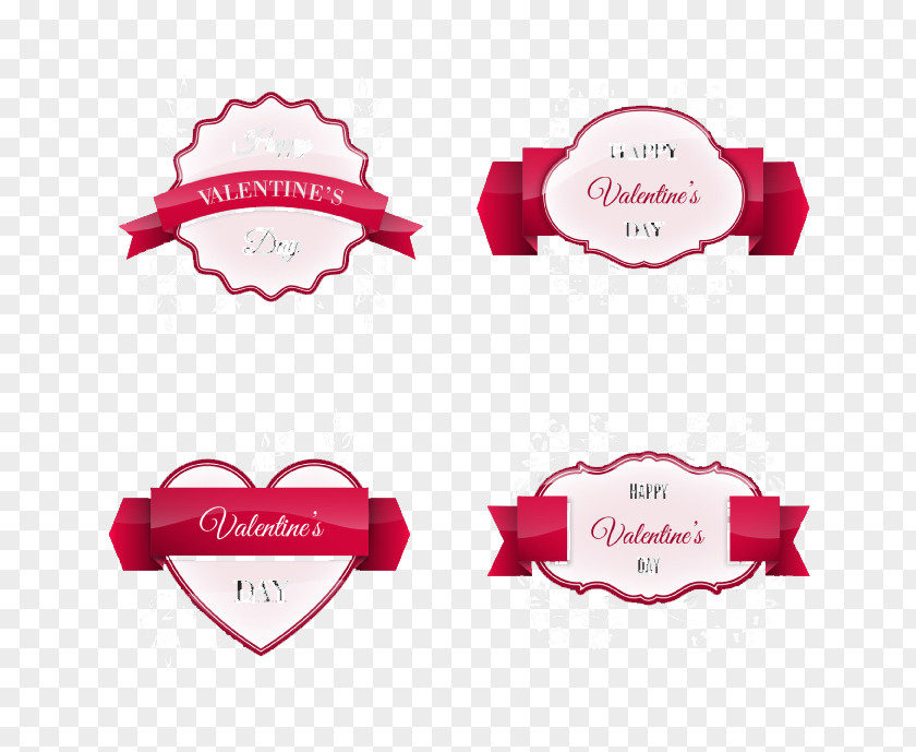 4 Valentine Ribbon Label Vector Material Valentine's Day Paper Euclidean PNG