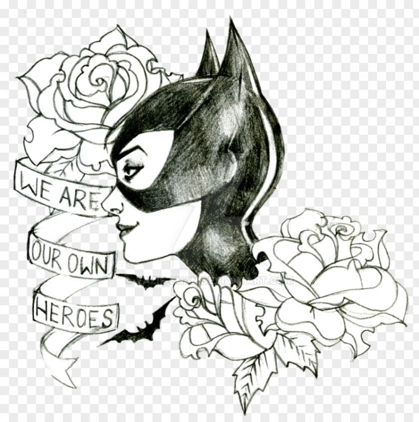Cat Tattoo Catwoman Batman Batwoman Drawing PNG