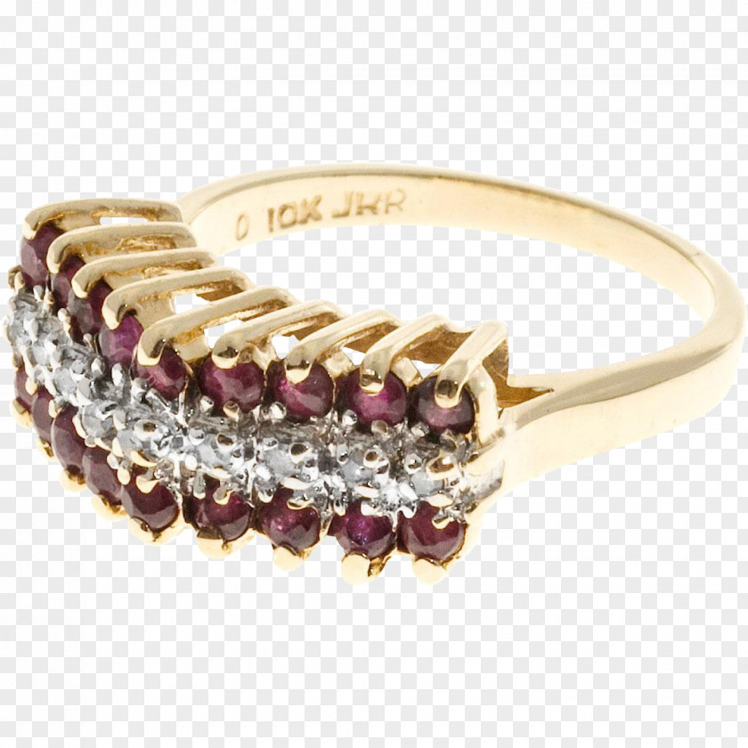 Ruby Ring Amethyst Colored Gold Diamond PNG