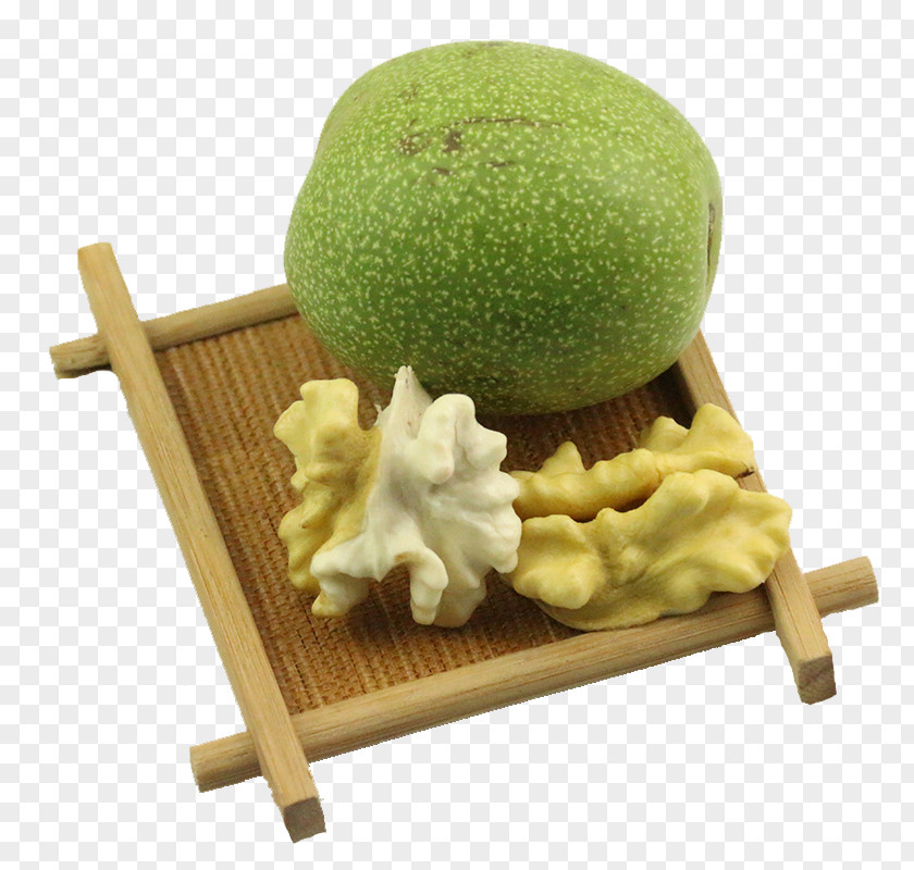 The Bamboo Plate On Walnut Green Husk Auglis Fruit PNG