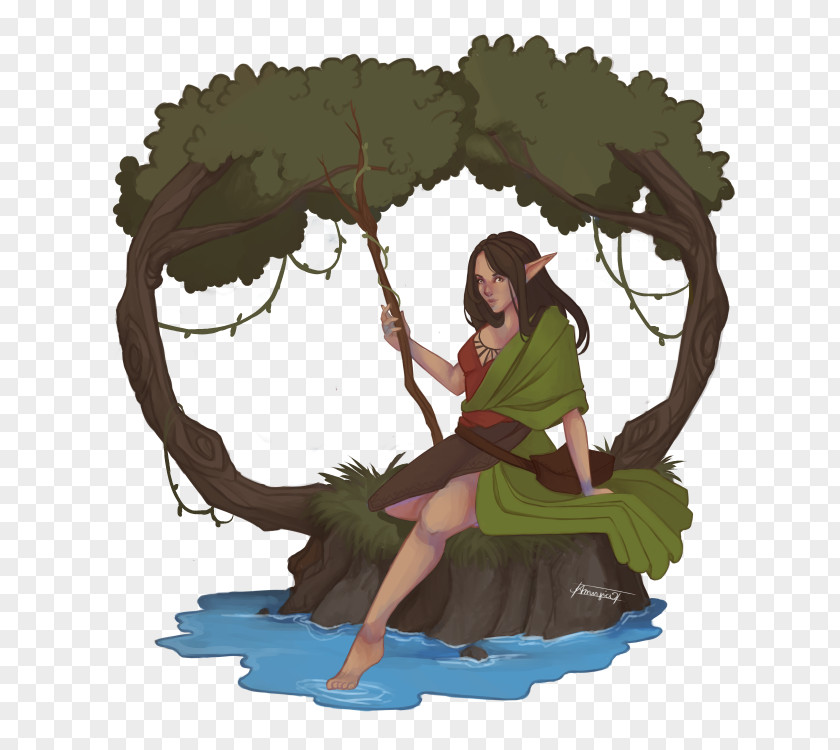 Wood Elf Logo Illustration Tree Cartoon Leaf Legendary Creature PNG