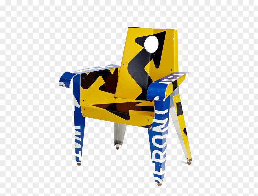 Yellow Blue Cardboard Chair Bally Humanufactured, LLC Traffic Sign Upcycling Furniture PNG