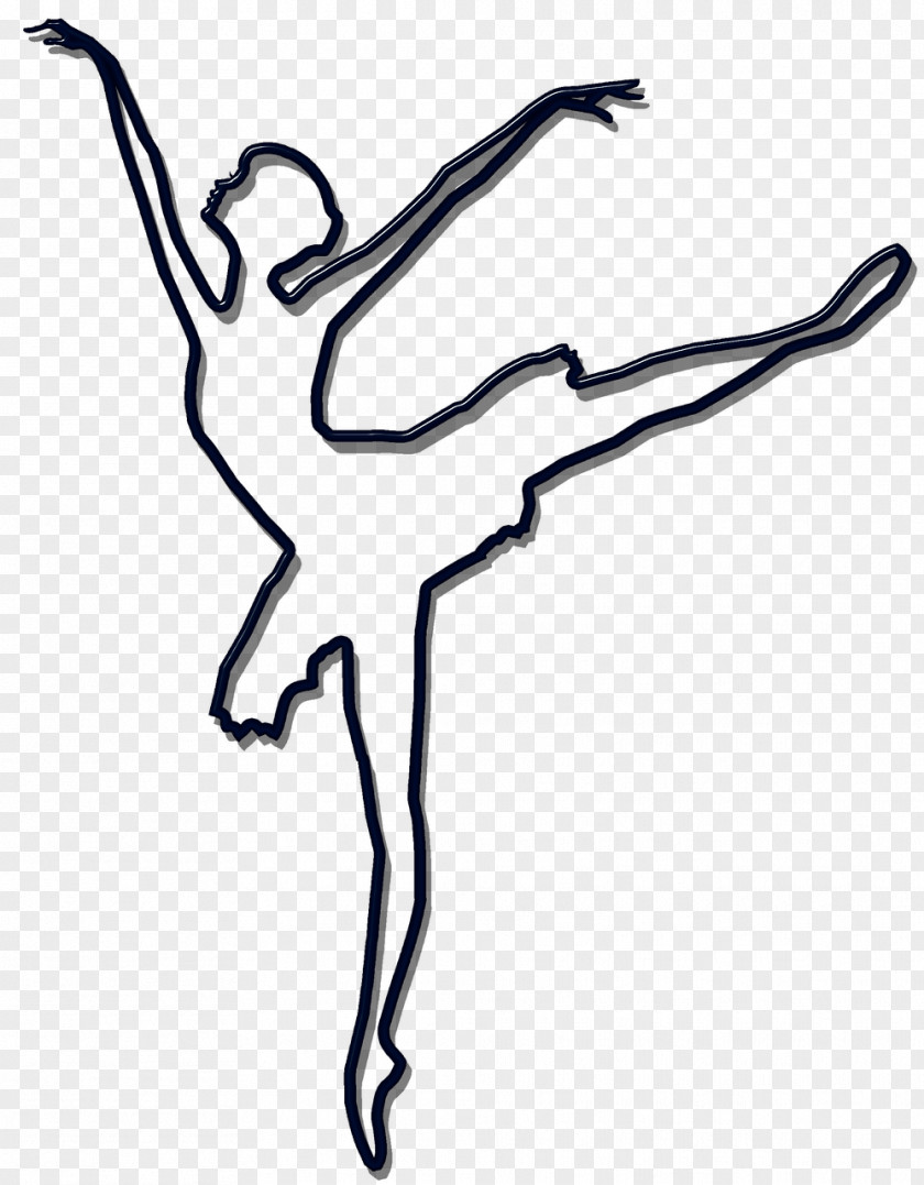 Ballet Dancer Black And White Line Art Silhouette PNG