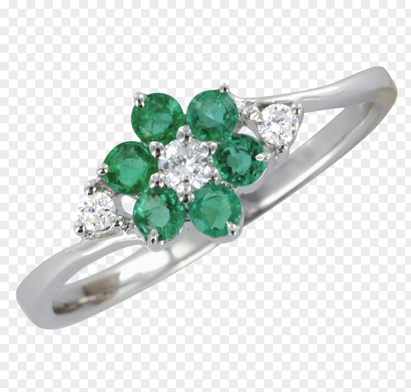Flower Ring Jewellery Gemstone Emerald Silver Clothing Accessories PNG