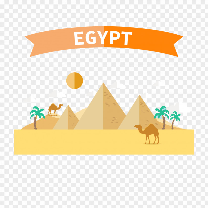 Vector Egypt Travel Landscape Flat Design Drawing PNG