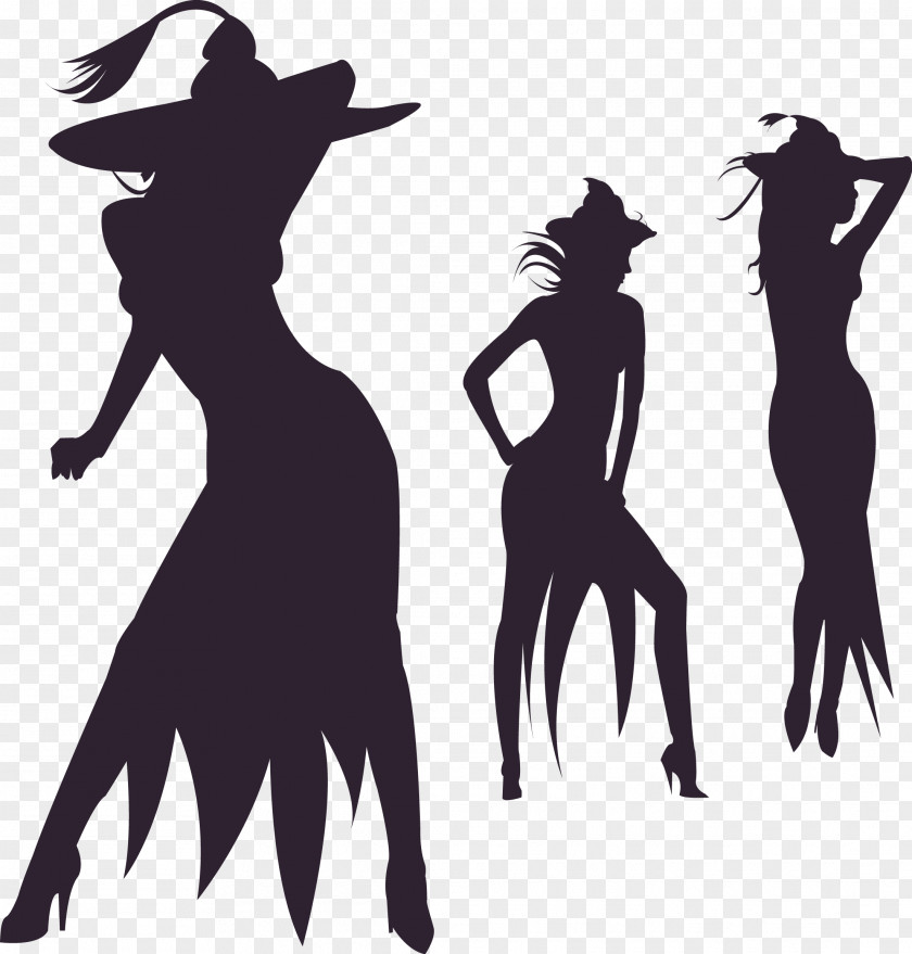 Black Halloween Element Vector Material Witch PNG