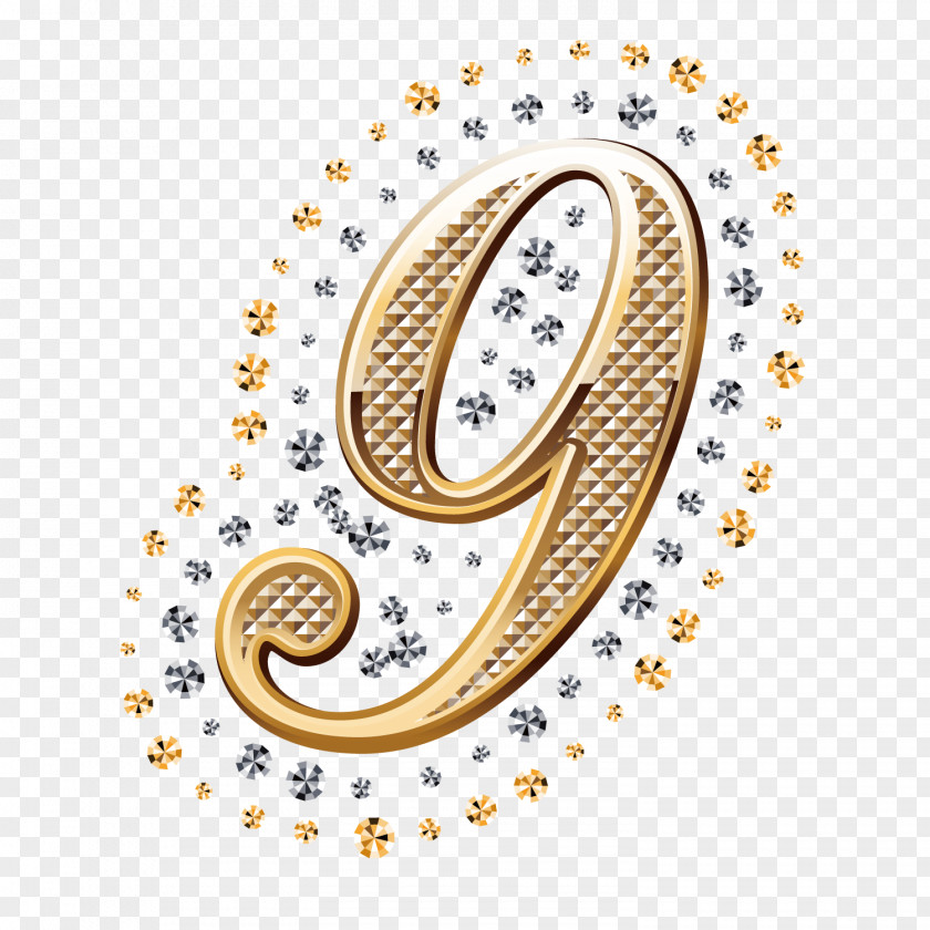 Diamond Decoration Number 9 Letter Alphabet Initial Numerical Digit Stencil PNG