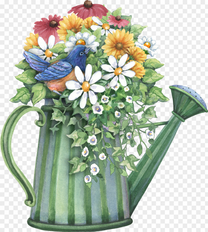 Spring Forward Watering Cans Flower Garden Flowerpot Clip Art PNG