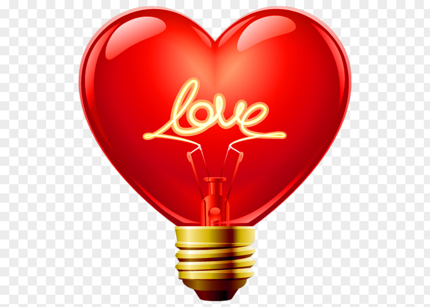 Bulb Incandescent Light Love Valentine's Day Heart PNG