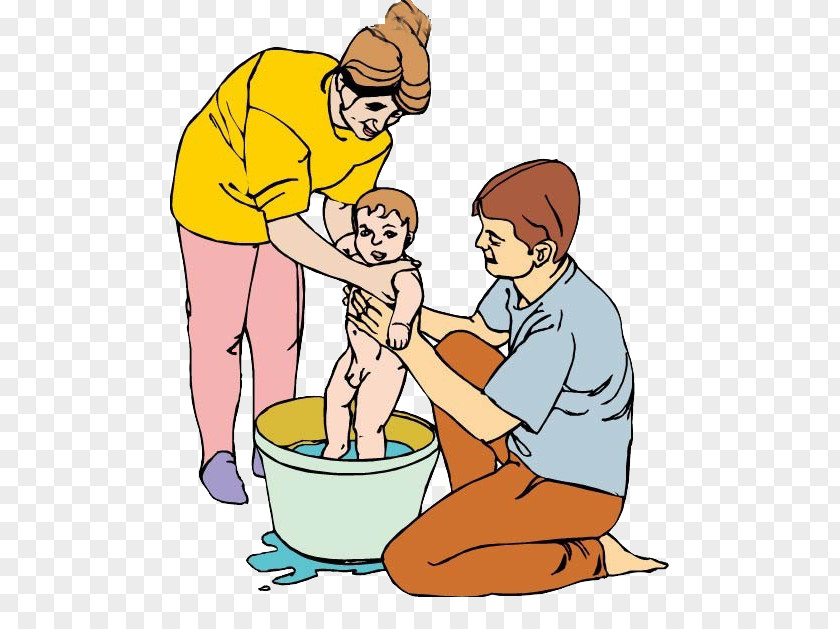 Parents Help The Baby Bath Picture Material Infant Bathing Mother Clip Art PNG