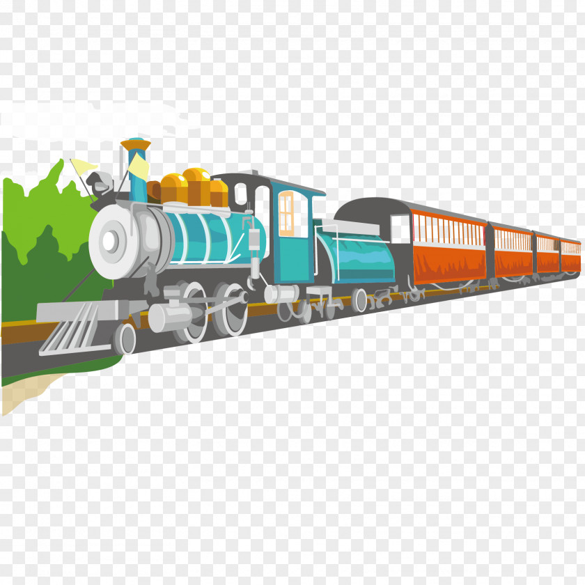 Comics Style Train Vector Material Rail Transport Cartoon Locomotive PNG
