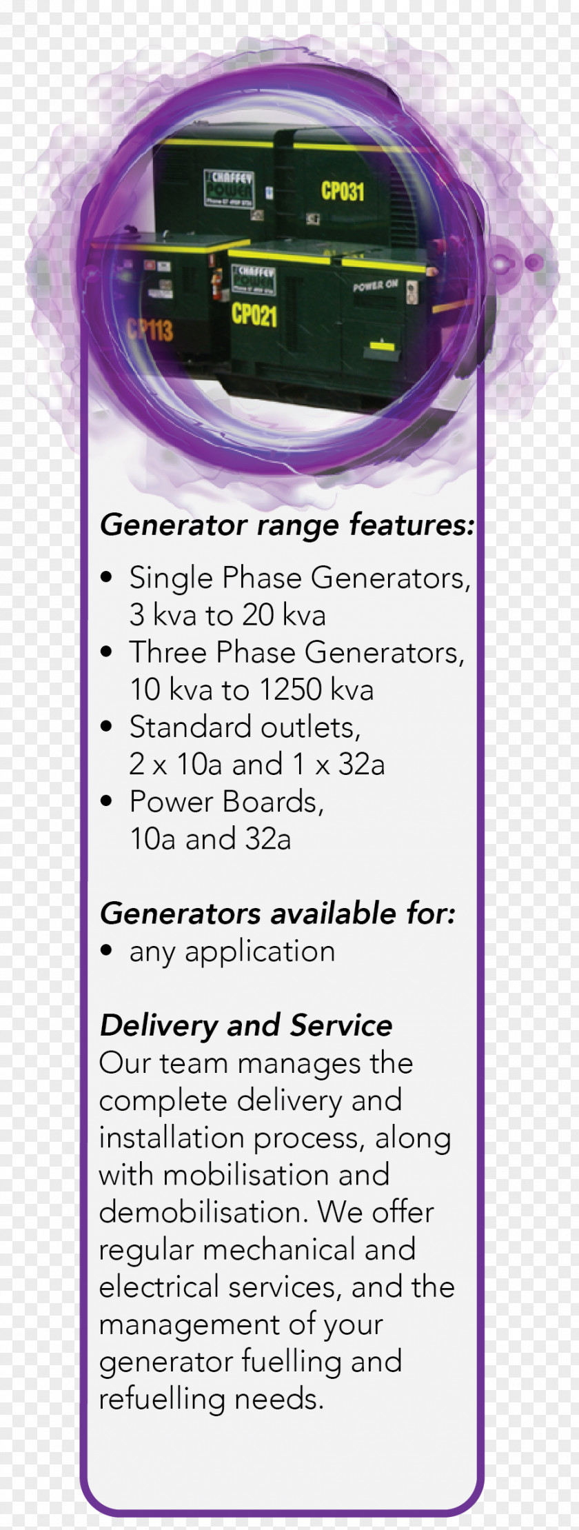 Electric Generator Chaffey Power Job Font PNG