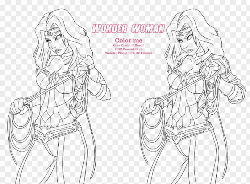 Woman Color Wonder Drawing Character Line Art Sketch PNG