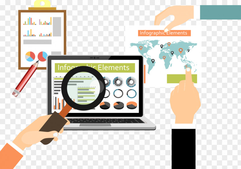 Vector Computer Magnifier Magnifying Glass Big Data PNG