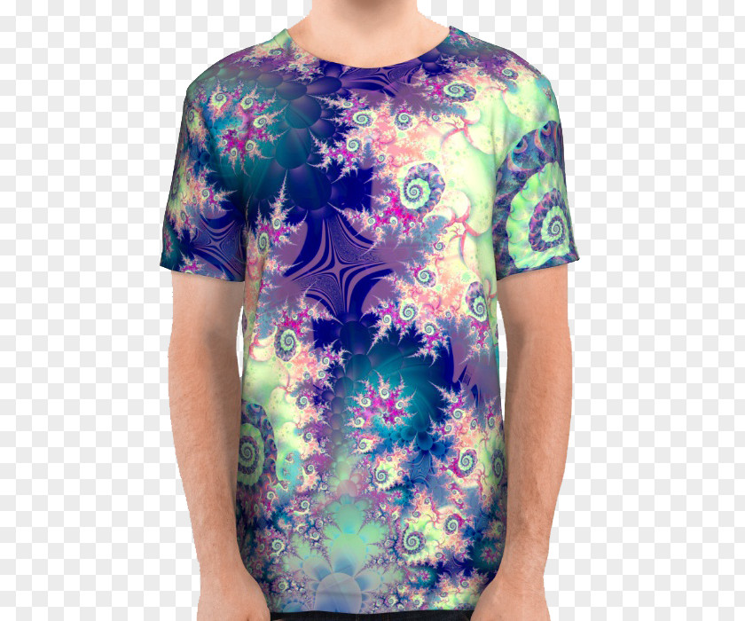 Watercolor Seashell Paisley T-shirt Sleeve Blouse Teal PNG