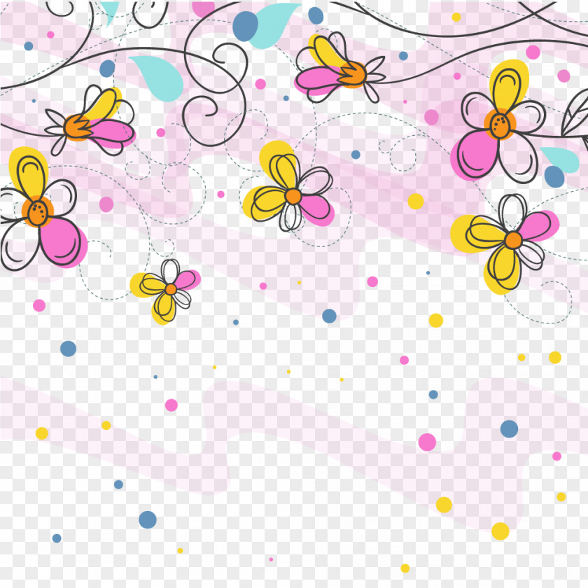 Vector Floral Background Korean Euclidean Illustration PNG