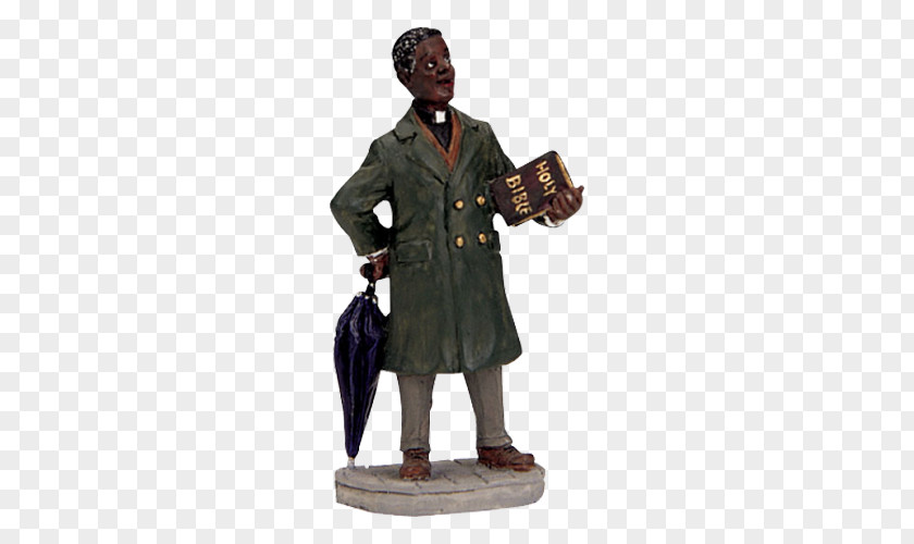 African American Children Christmas Village Preacher Minister Figurine PNG