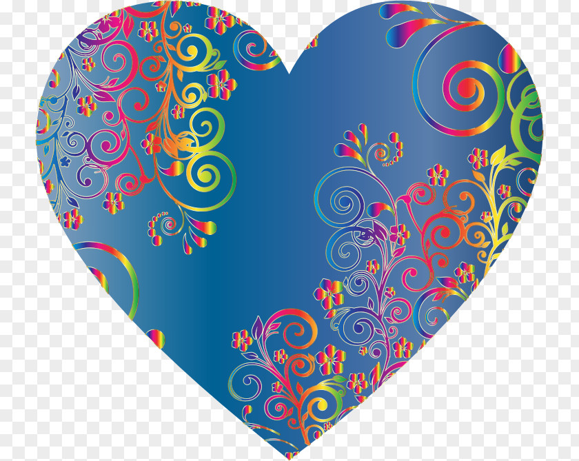 Colorful Decorative Flower Heart Clip Art PNG