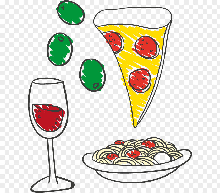 Food Wine Pizza Noodles Vector Material Italy Clip Art PNG