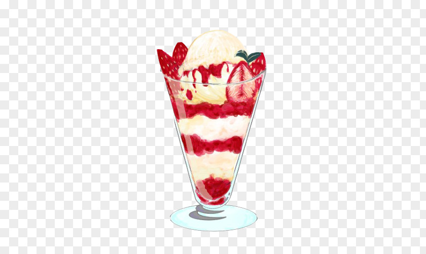 Strawberry Ice Cream Hand Painting Material Picture Sundae Knickerbocker Glory Parfait PNG