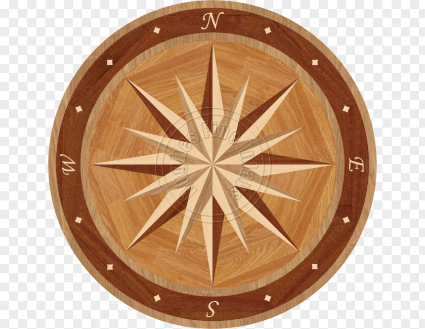 Round Compass Inlay Product World Wood Rose Marquetry PNG