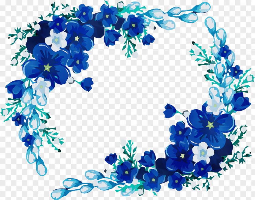 Blue Watercolor Flowers PNG
