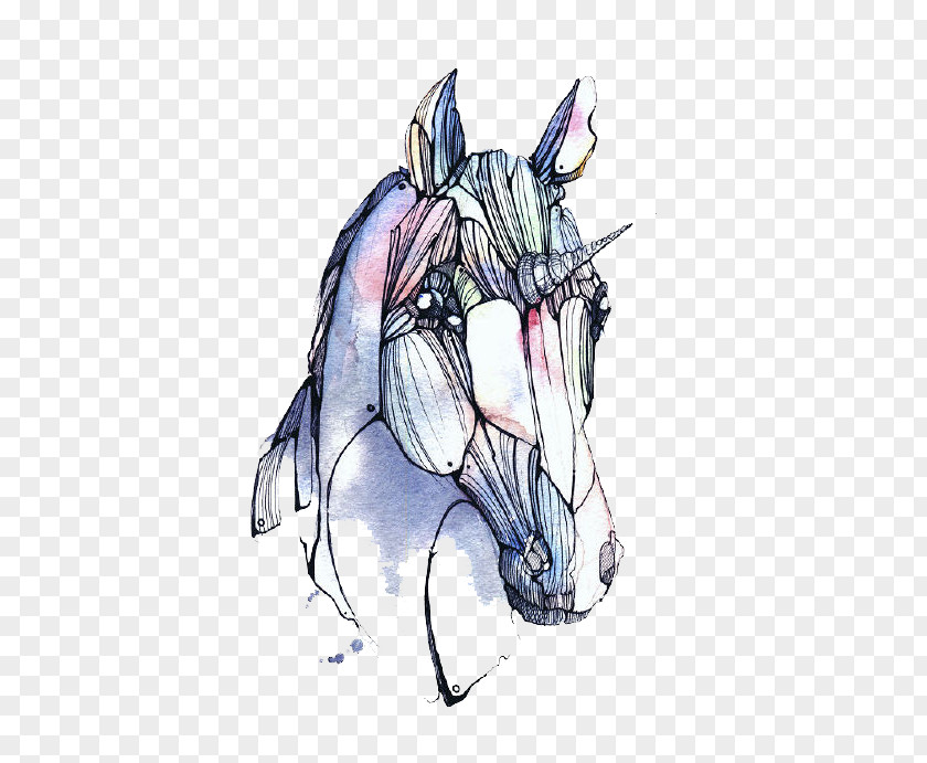 Cartoon Unicorn Head T-shirt Drawing Illustration PNG