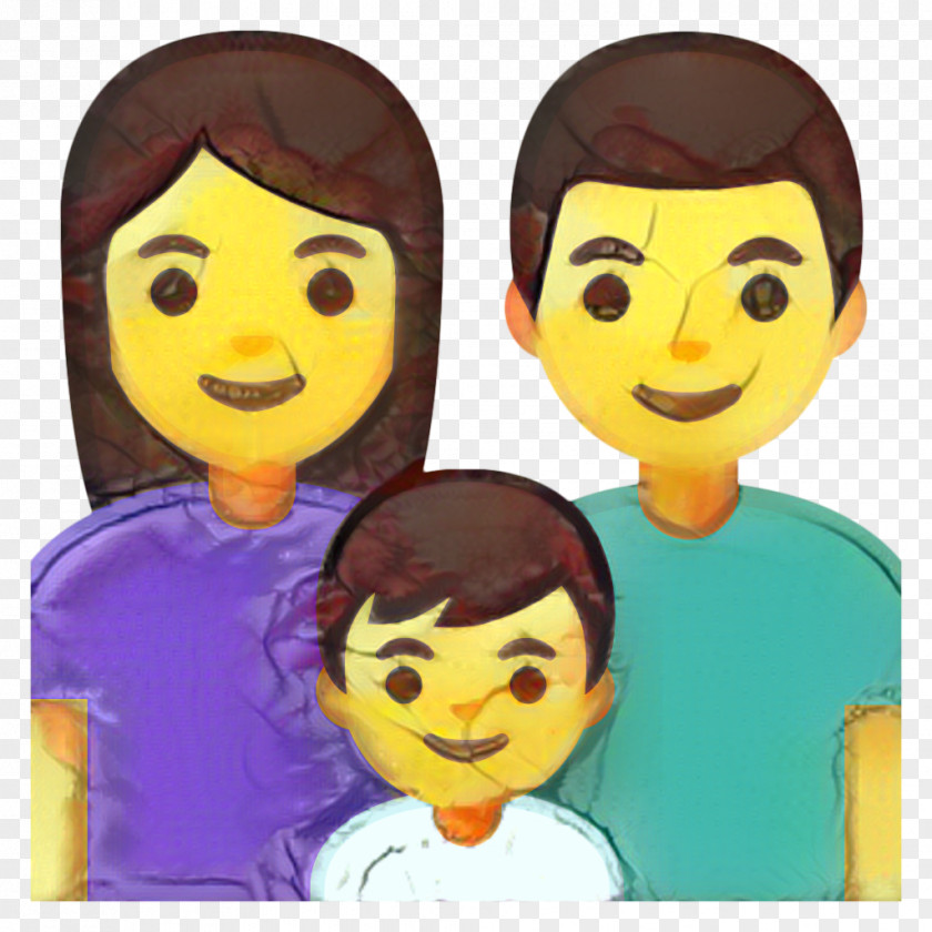 Black Hair Style Happy Family Cartoon PNG