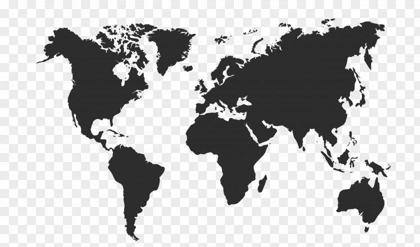Black World Map Globe Blank PNG