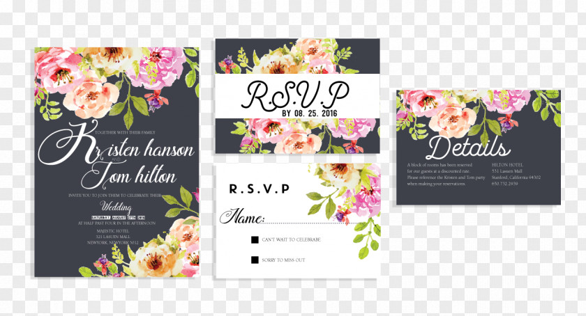 Wedding Floral Design Invitation Bride PNG