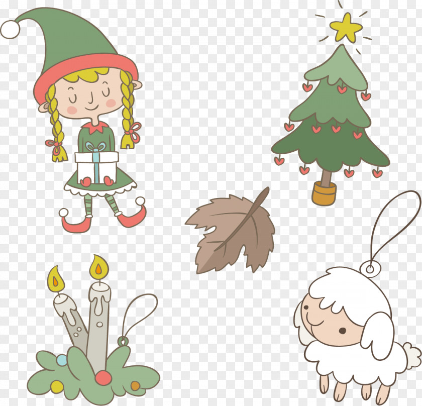 Winter Holidays Elf Creative Cute Christmas Tree Ornament Clip Art PNG
