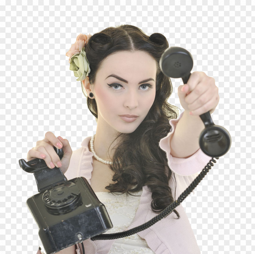 Woman Telephone Microphone Stock Photography PNG