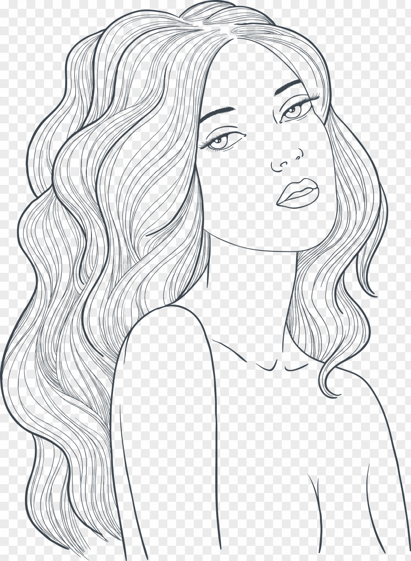 Girls Hair Line Drawing Hairstyle PNG