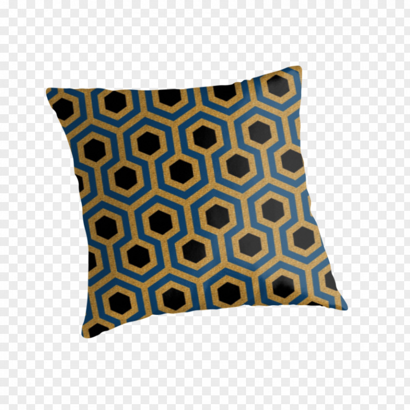 Golden Pattern Throw Pillows Cushion Cobalt Blue PNG