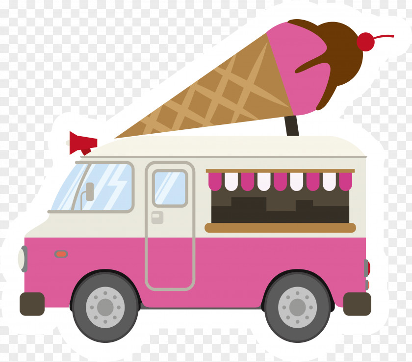 Pink Ice Cream Truck Car PNG