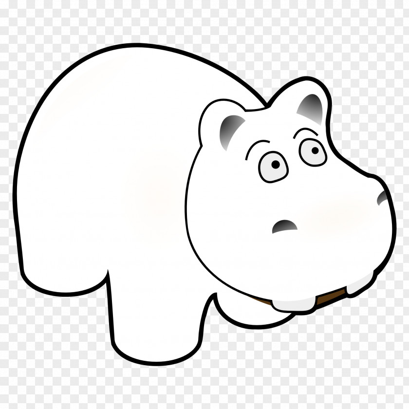 Hippo Hippopotamus Black And White Giant Panda Line Art Clip PNG