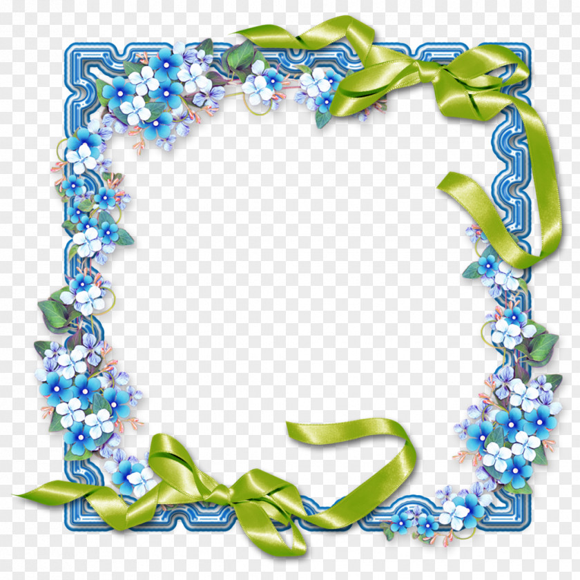 Blue Flowers Frame Border Icon PNG
