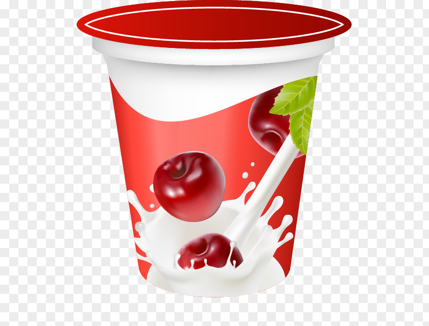 Cherry Milk Cup Frozen Yogurt Berry PNG