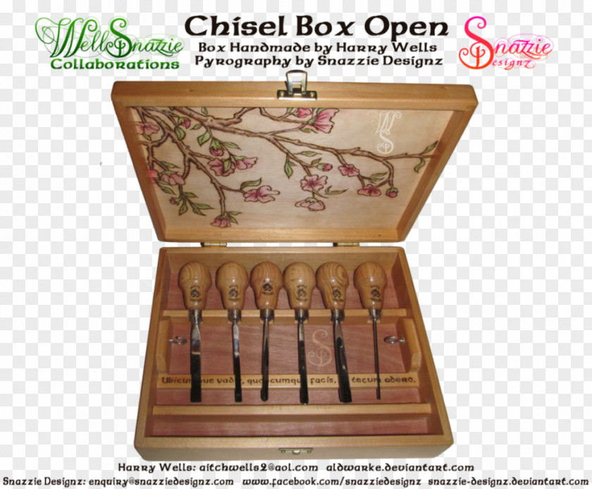 Handemade Art Pyrography Woodburn Chisel Box PNG