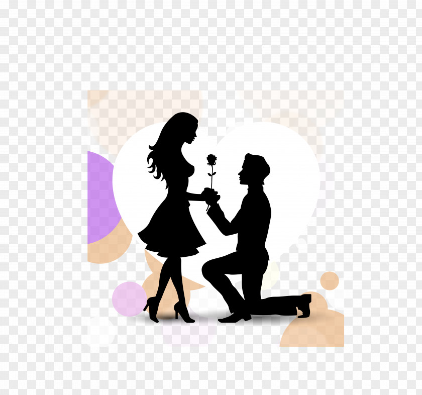 Valentines Day Marriage Proposal Silhouette Wedding Cake Gift PNG